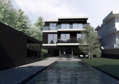 Visualisierung 3D Modell Einfamilienhaus mit Pool